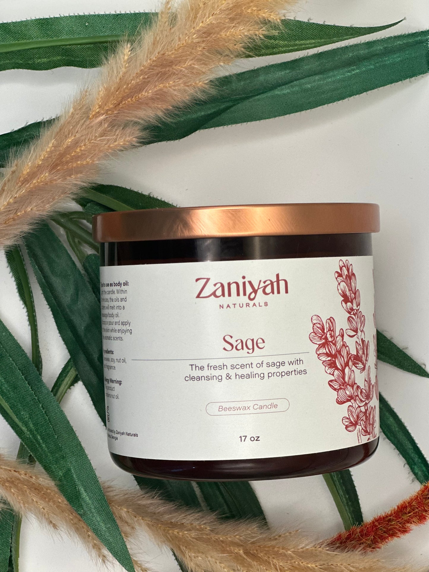 Sage Beeswax body candle